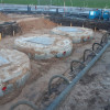 Drie gekoppelde regenwaterputten