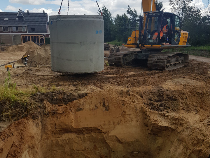 Mobiele kraan met regenwatertank