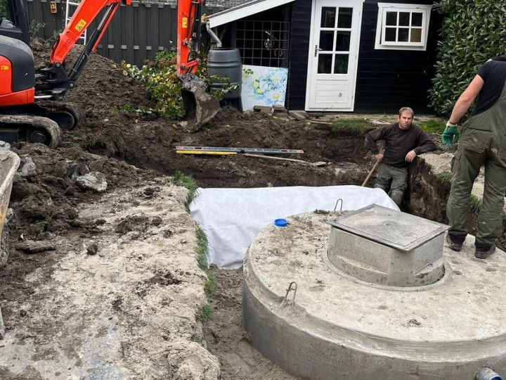 Plaatsing regenwatertank en infiltratiesysteem